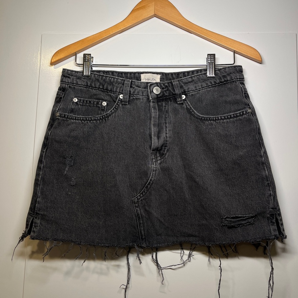 Mikuta Black Denim Mini Skirt